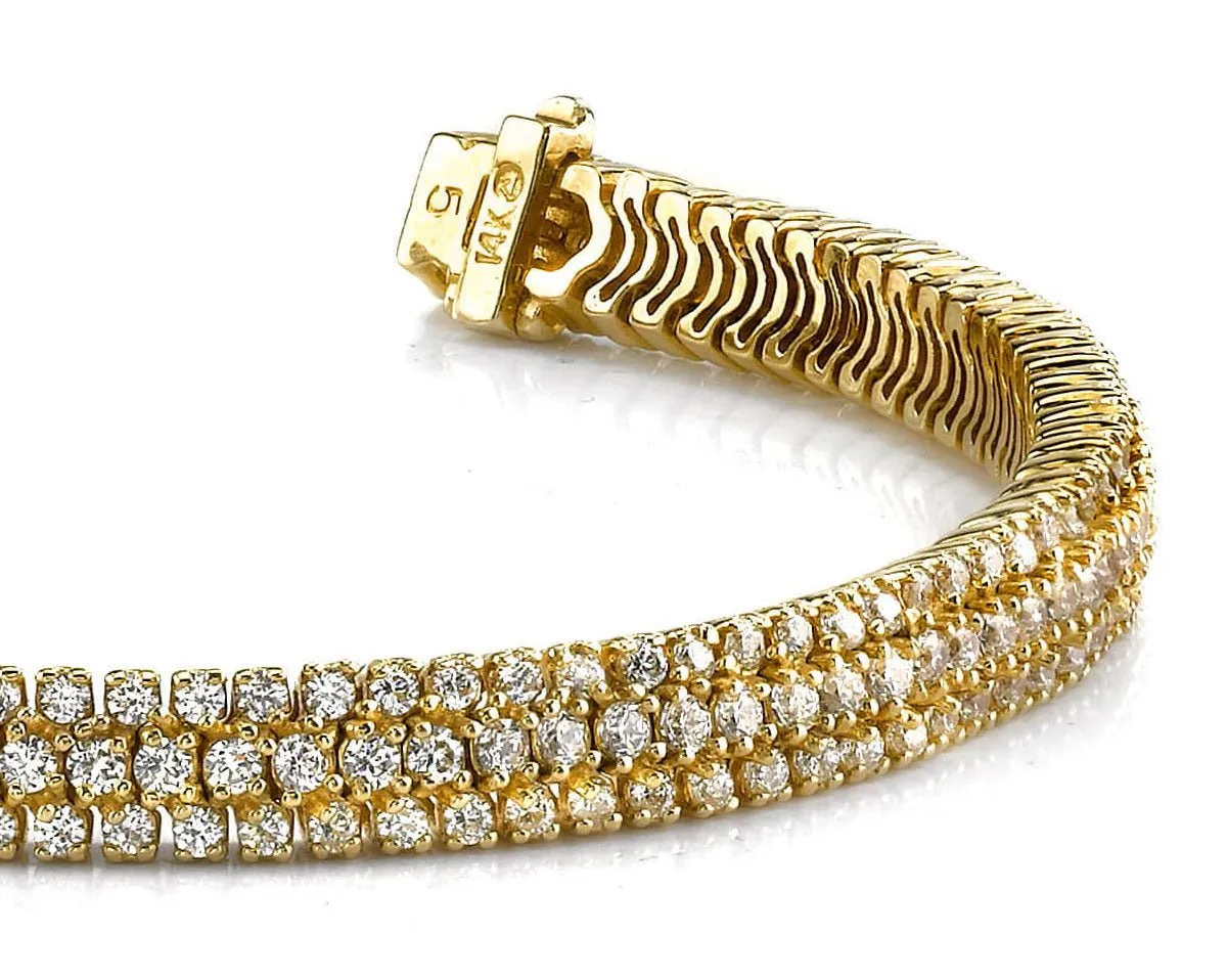 Showstopper Triple Row Diamond Bracelet with 5.07 ct.(finished) 1.5mm, 1.7mm
