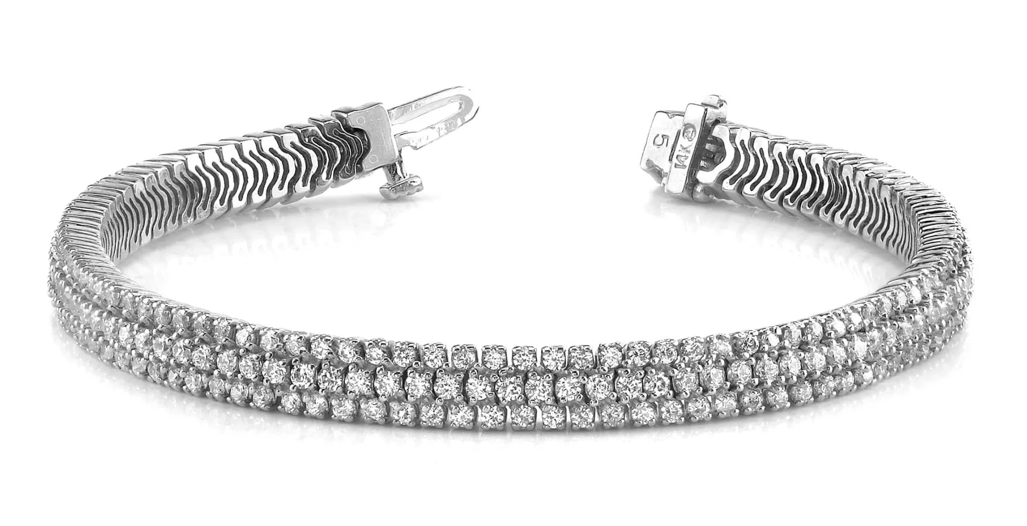 Showstopper Triple Row Diamond Bracelet with 5.07 ct.(finished) 1.5mm, 1.7mm
