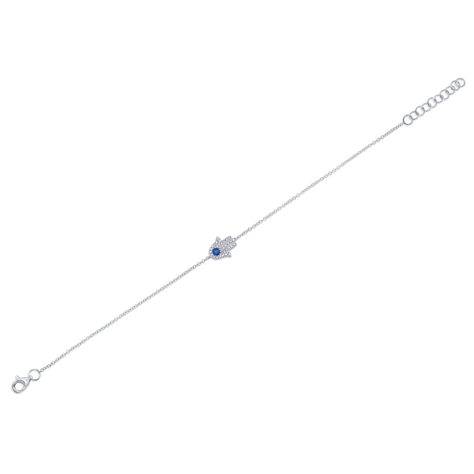 Shy Creation 0.09Ct Diamond & 0.08Ct Blue Sapphire Hamsa Bracelet SC55005294
