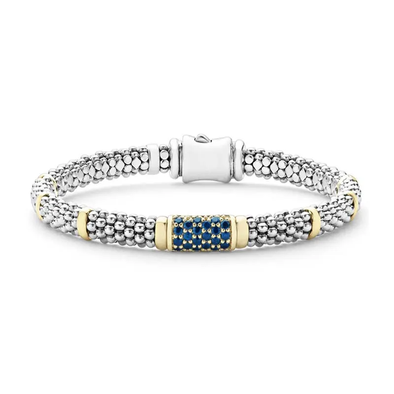 Signature Caviar Blue Sapphire Caviar Bracelet, 6mm