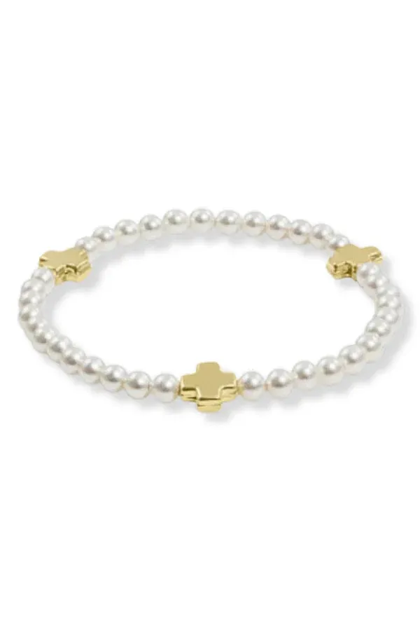 Signature Cross Pearl Pattern 4mm Bracelet