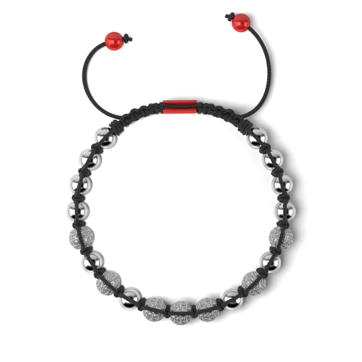 Silver and Red Enamel | Crystal Kikiballa Santa Bracelet | Black