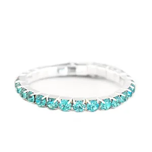 SILVER-AQUAMARINE STRETCH BRACELET  #ADX6407689 (SHAA11)