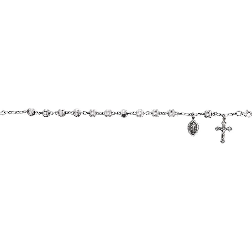 Silver Bead Rosary Bracelet