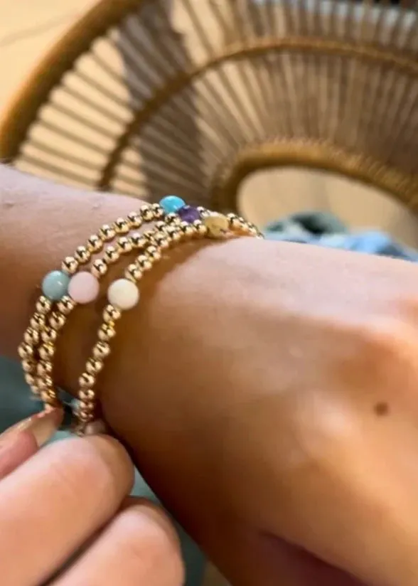 Silver Girl Multi Stone Bead Bracelet