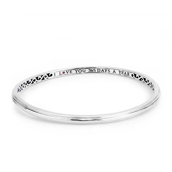 Silver I Love You 365 Days a Year' Stackable Bangle Bracelets