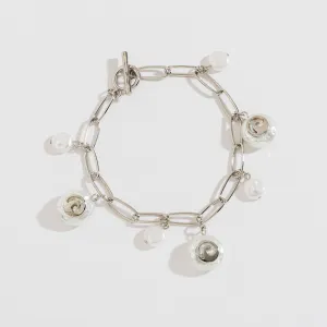 Silver Pearl And Wave Charm Bracelet