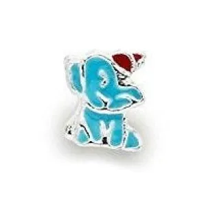 Silver Plated Blue Enamel Elephant Charm