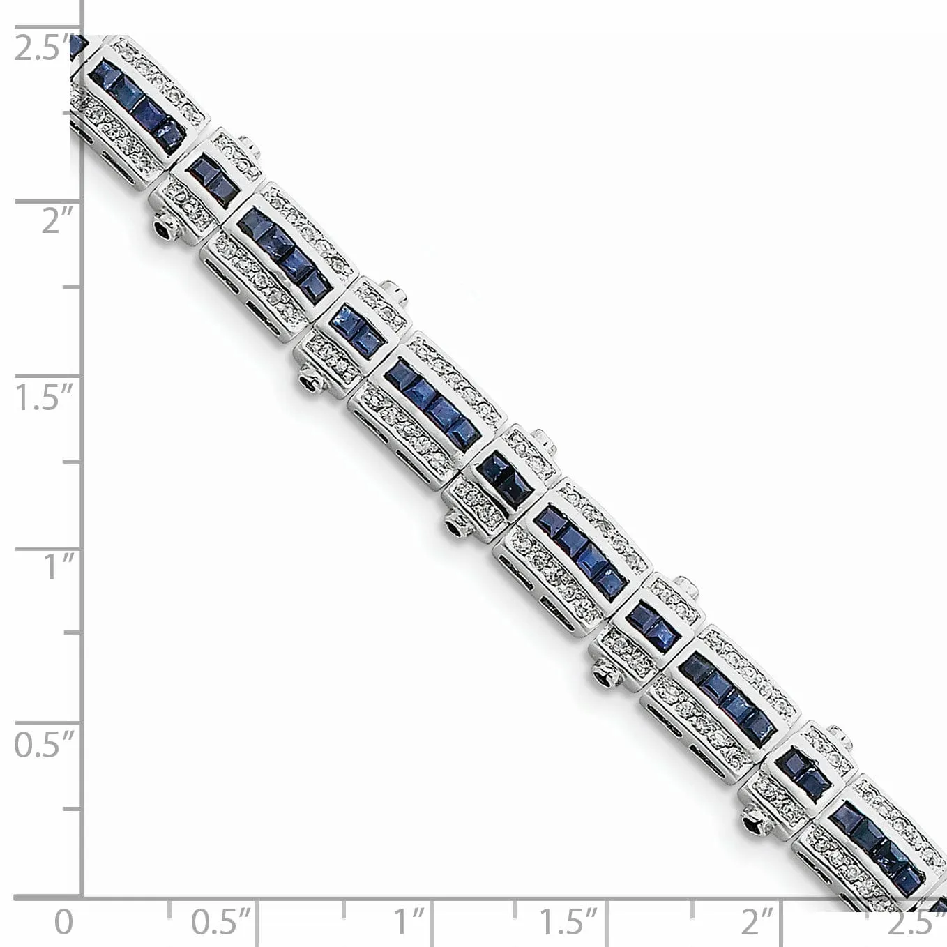 Silver Polish Sapphire Cubic Zirconia Bracelet