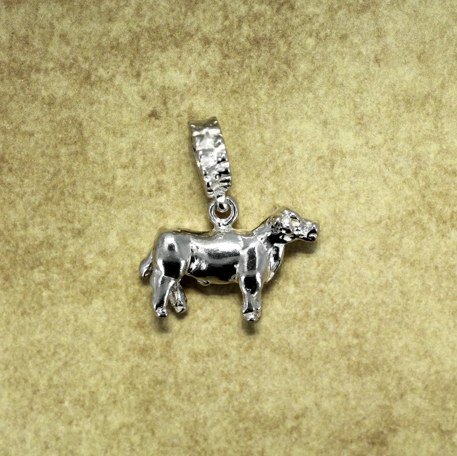 Silver Steer Slide Charm in 925 Sterling Silver