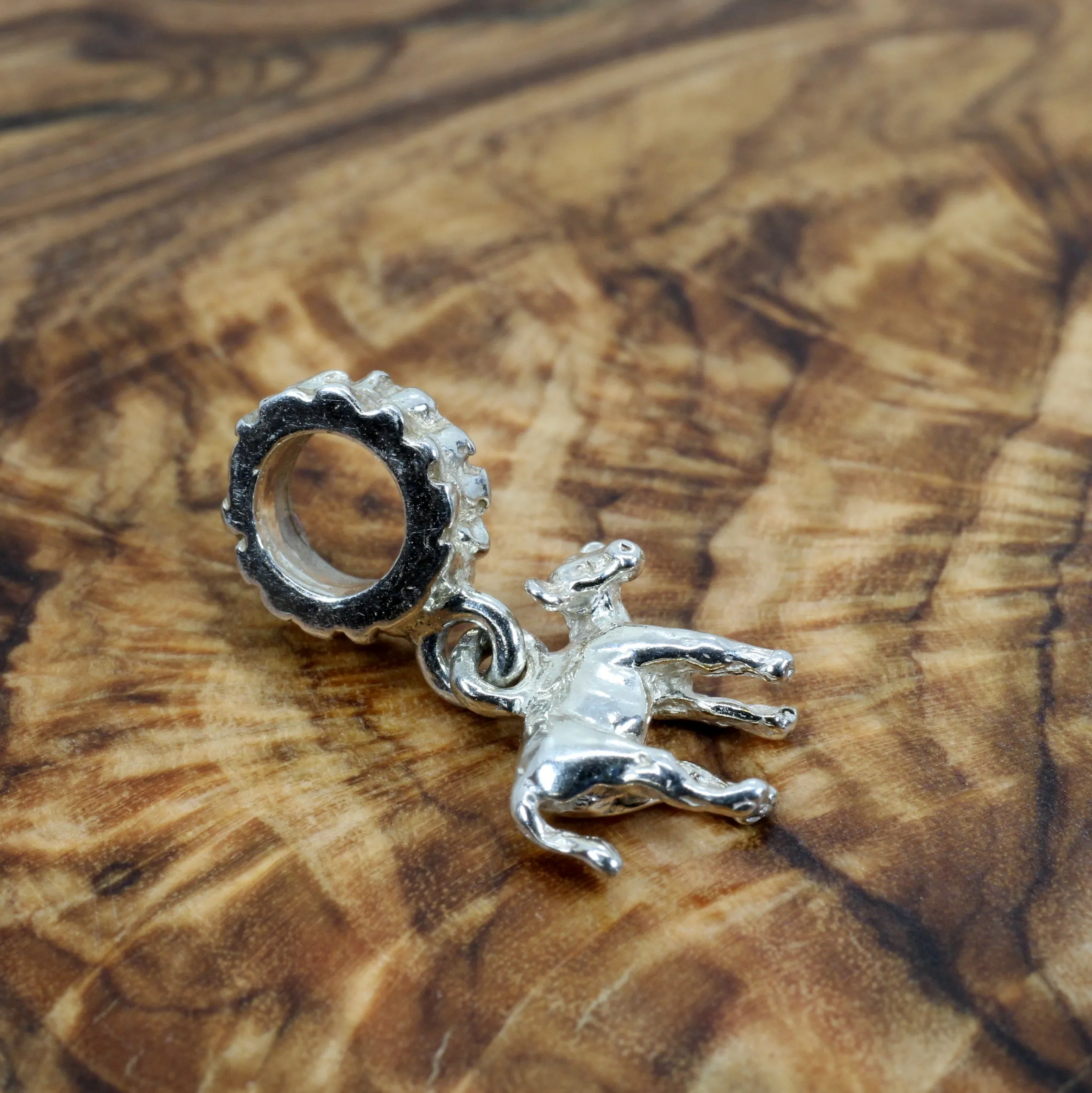 Silver Tiny Calf Slide Bracelet Charm made in 925 Sterling Silver