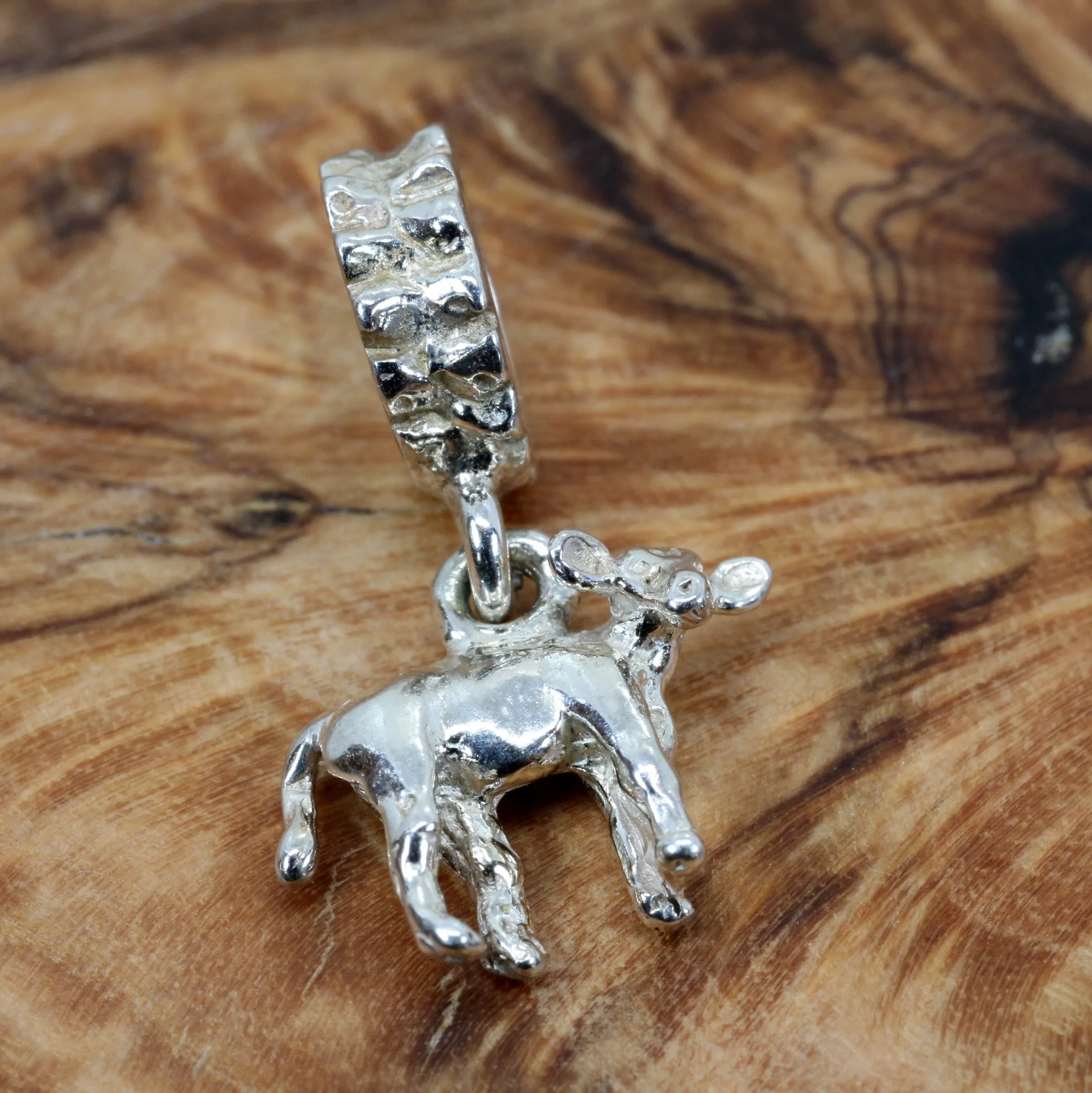 Silver Tiny Calf Slide Bracelet Charm made in 925 Sterling Silver
