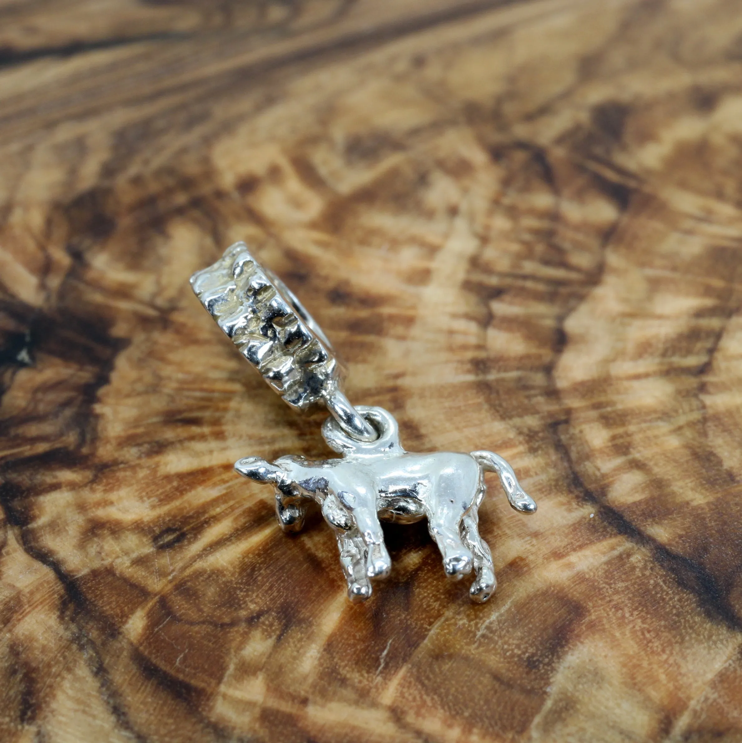 Silver Tiny Calf Slide Bracelet Charm made in 925 Sterling Silver