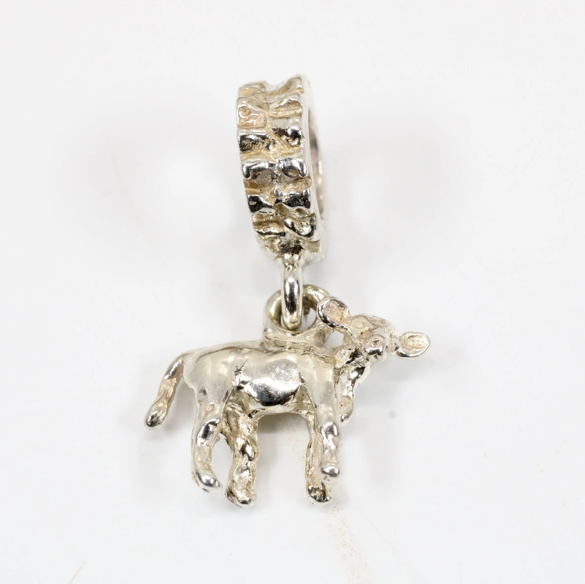 Silver Tiny Calf Slide Bracelet Charm made in 925 Sterling Silver