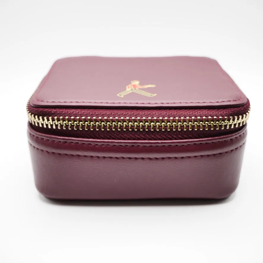Small Leather Bellboy Burgundy Jewelry Box