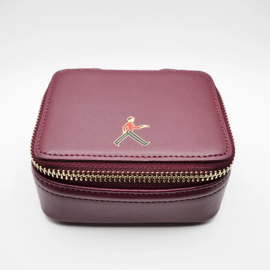 Small Leather Bellboy Burgundy Jewelry Box