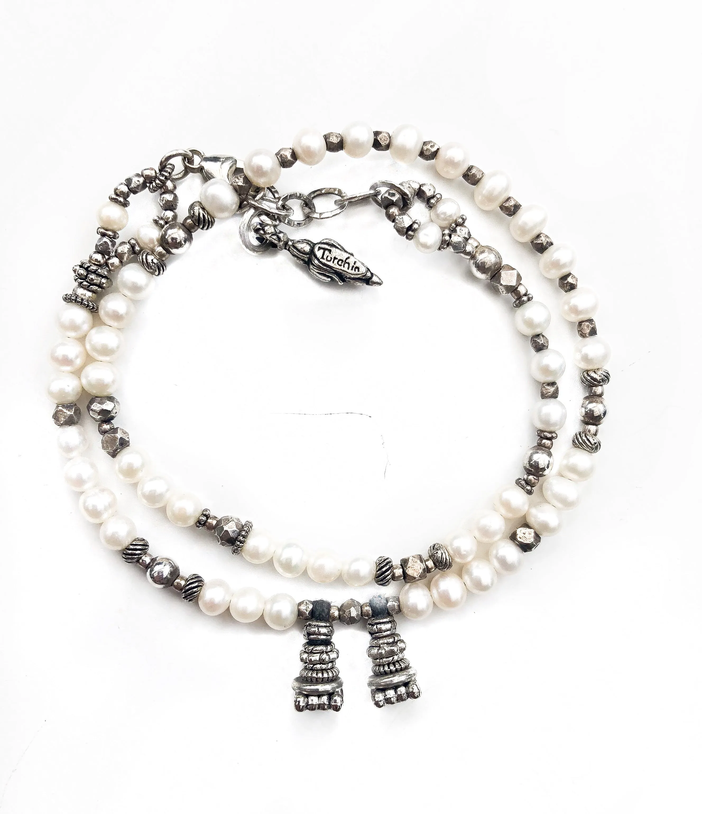 Snow White Pearl & Silver Love Wrap Bracelet