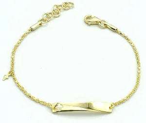 Solid 925 Sterling Silver. ID Bracelet for Kids. Cutout Cross & Charm Silver Gold