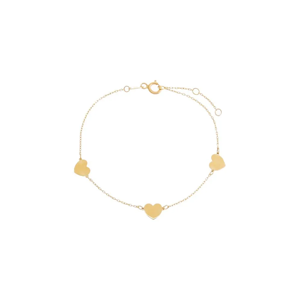 Solid Multi Heart Bracelet 14K