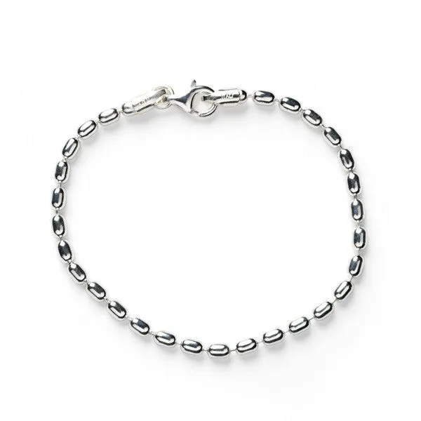 Southern Gates Sterling Silver 3mm Rice Bead Bracelet KAR511, 10" (96513)