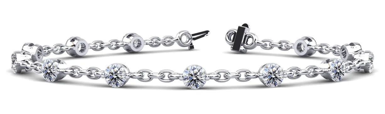 Sparkling Diamond And Chain Link Diamond Bracelet with 3.00 ct.(finished) 4mm