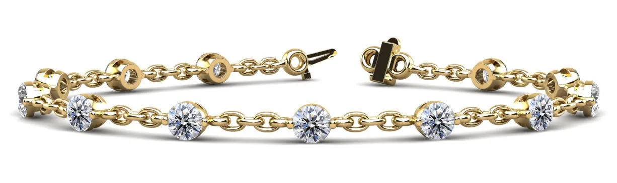 Sparkling Diamond And Chain Link Diamond Bracelet with 3.00 ct.(finished) 4mm