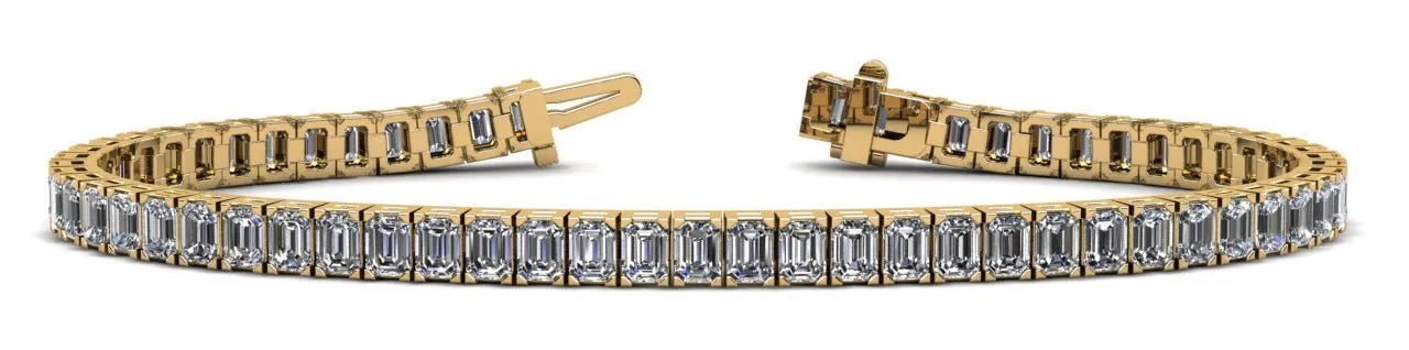 Sparkling Emerald Cut Lab-Grown Diamond Bracelet with 11.40 ct.(finished) 3.8x2.8mm