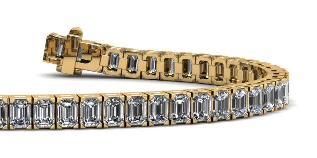 Sparkling Emerald Cut Lab-Grown Diamond Bracelet with 11.40 ct.(finished) 3.8x2.8mm