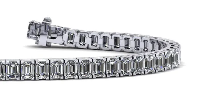 Sparkling Emerald Cut Lab-Grown Diamond Bracelet with 11.40 ct.(finished) 3.8x2.8mm