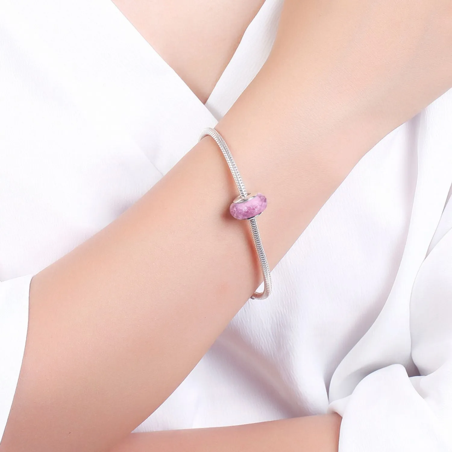 Sparkling Pink Murano Bead Charm
