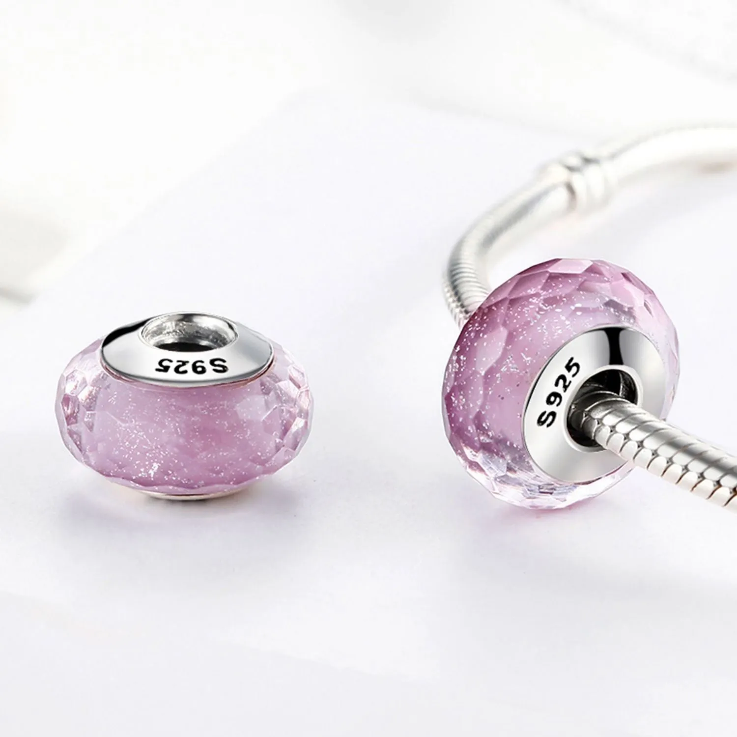 Sparkling Pink Murano Bead Charm