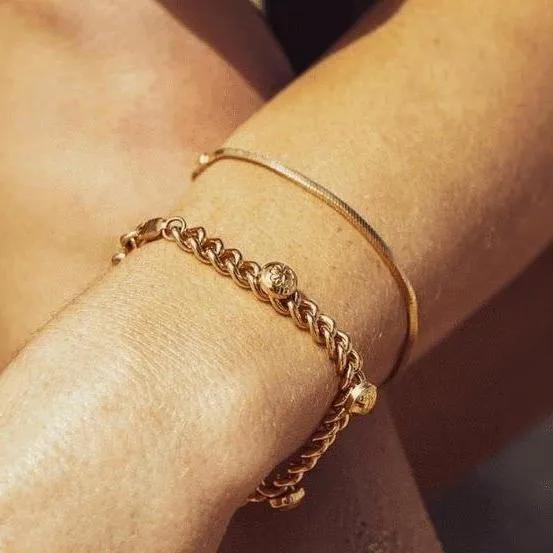 Square Snake Bone Bracelet In Sterling Silver