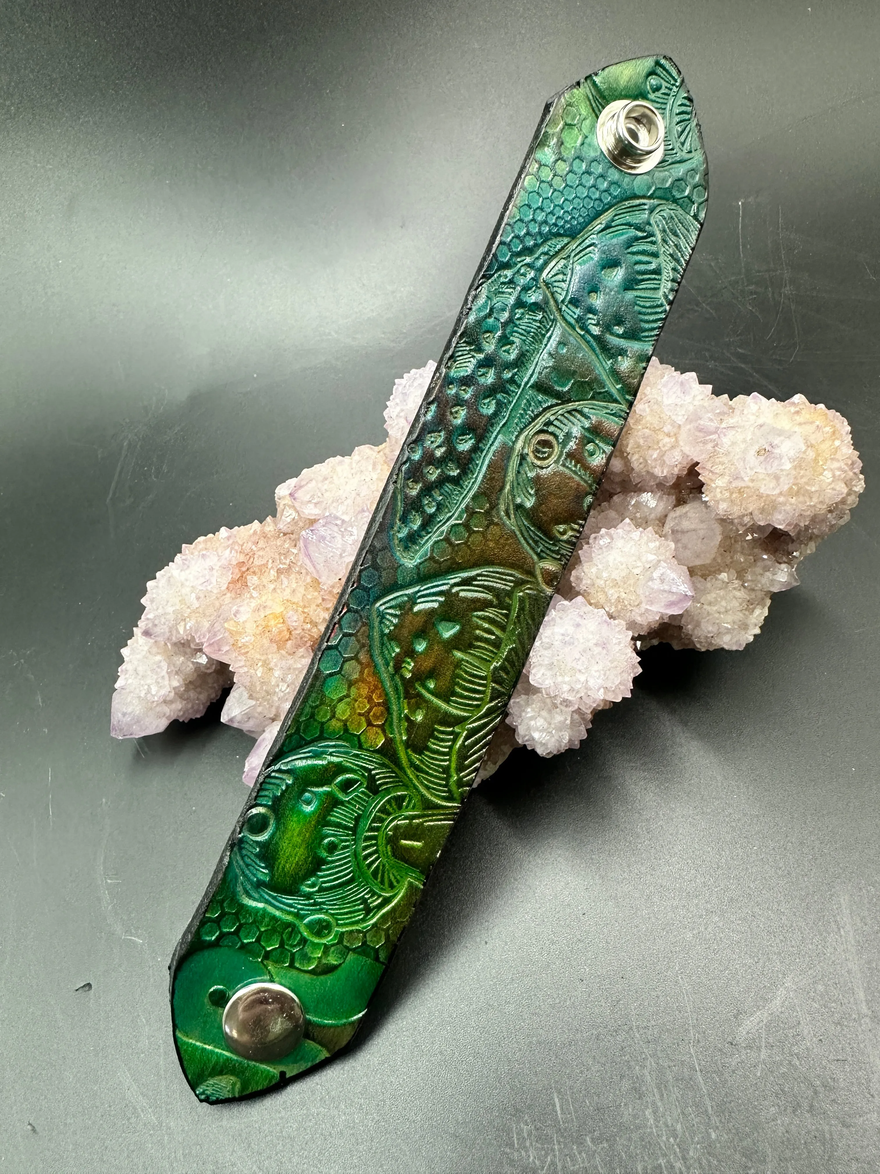 Stamped Leather Bracelet - 1 1/2 inch Nature