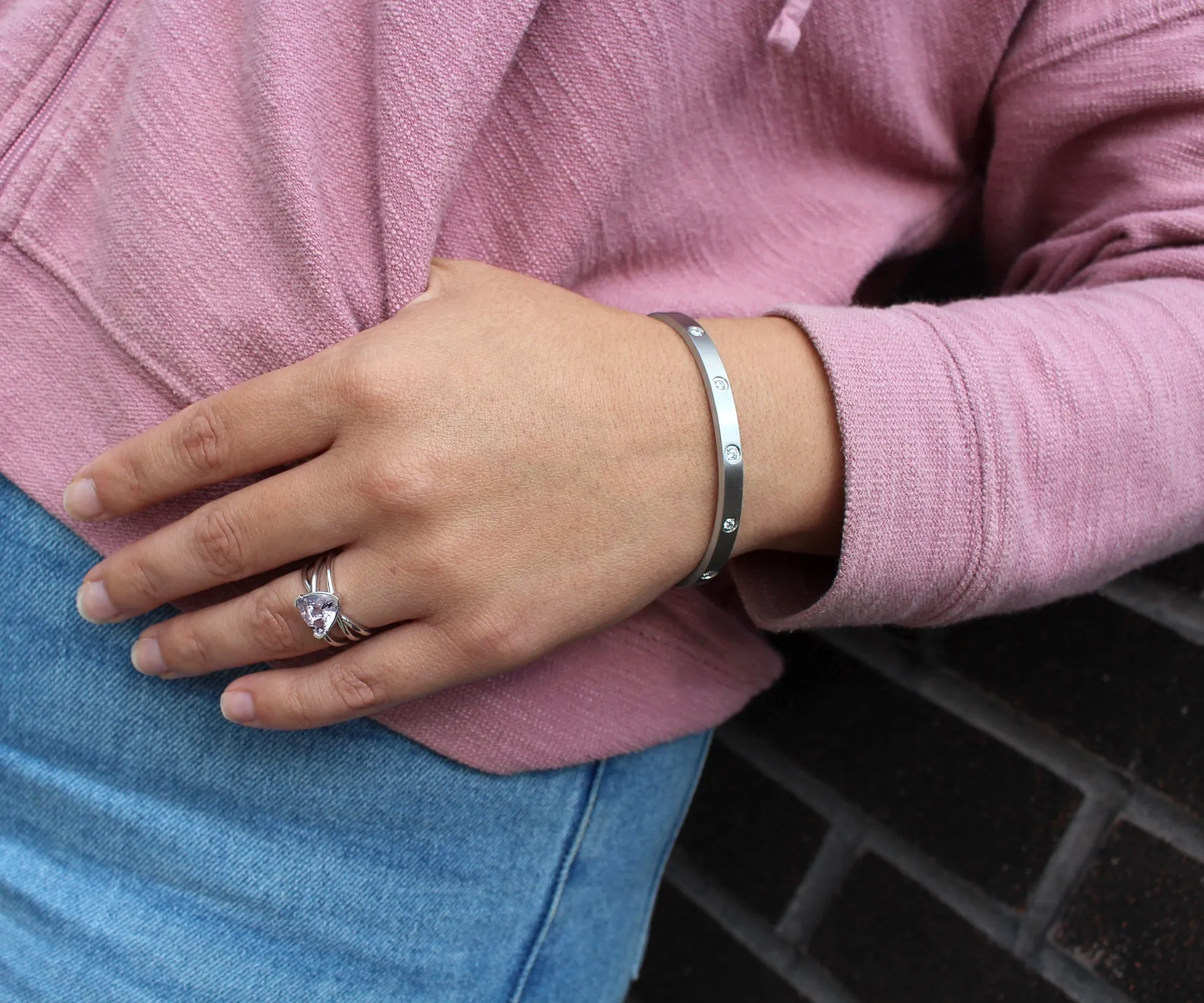Star Bangle Narrow Stainless Steel Bracelet