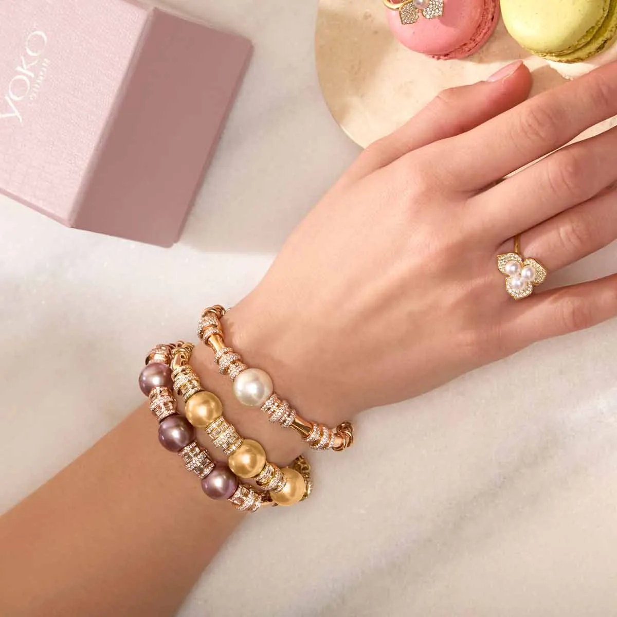 Starlight 18K Gold Pearl and Diamond Bracelet