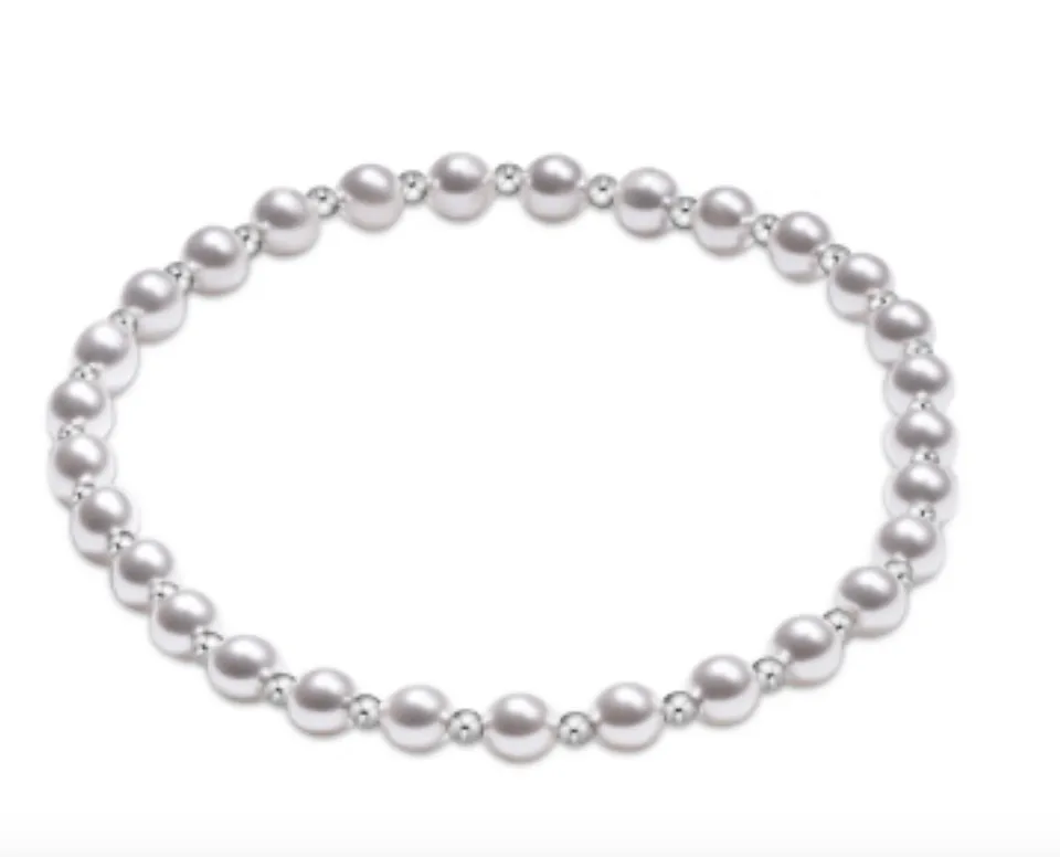 Sterling Grateful 4mm Pearl Bead Bracelet
