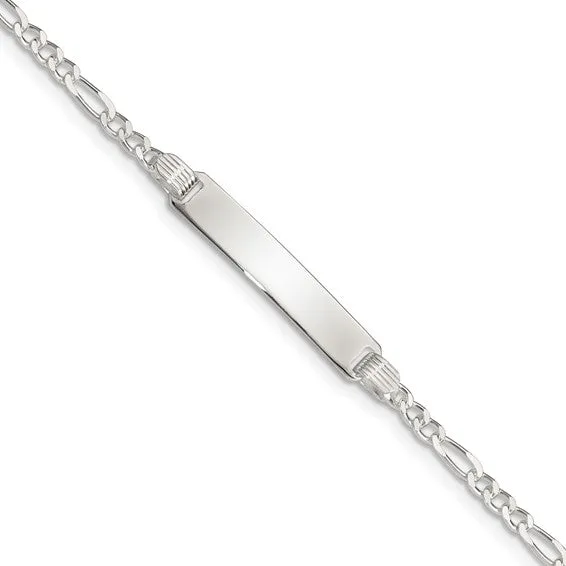 Sterling Silver (6mm) Baby ID Figaro Bracelet