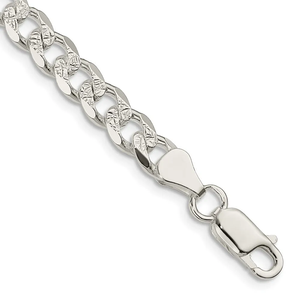 Sterling Silver 7mm Pav� Curb Chain