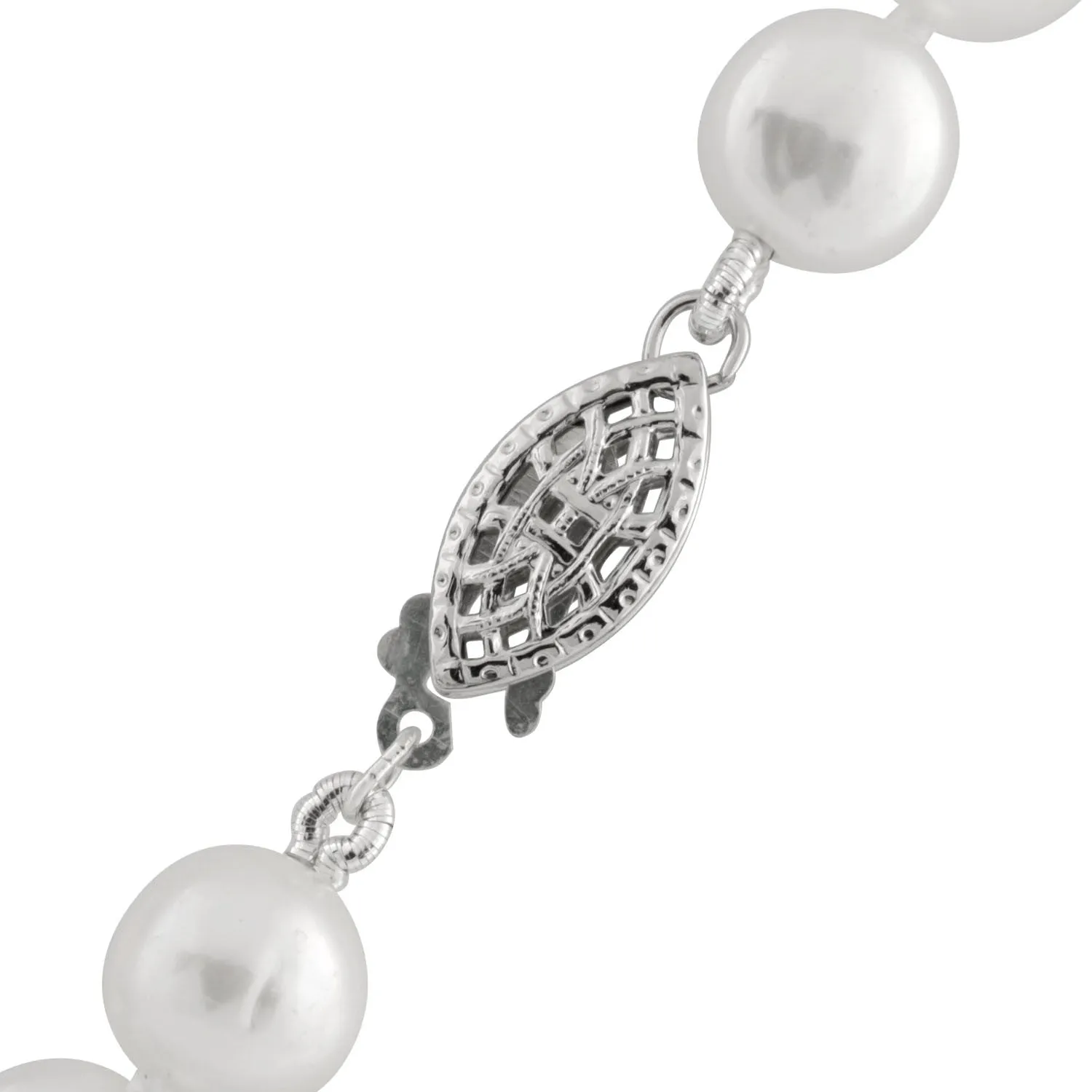 Sterling Silver (8-9mm) Freshwater Pearl Earrings and Necklace  Set