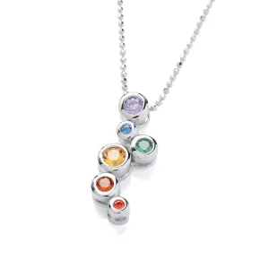 Sterling Silver & Rainbow Cubic Zirconia Bubbles Pendant Necklace - 16-18"