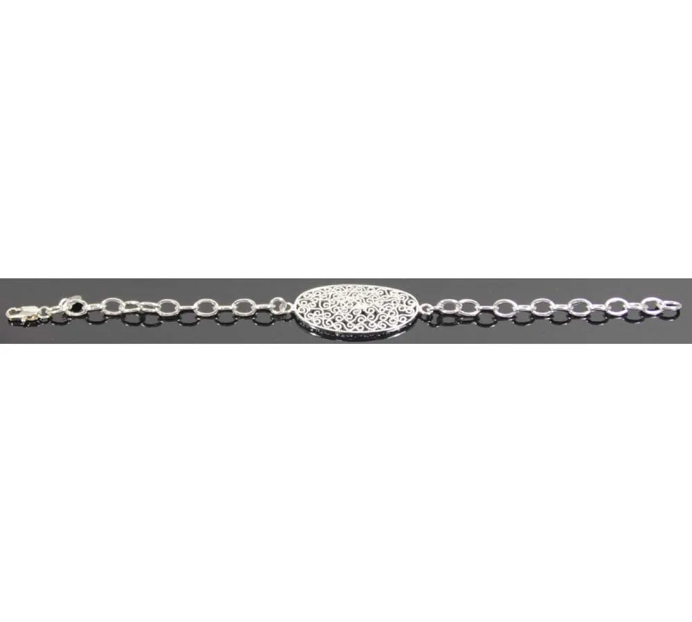 Sterling Silver Bracelet Filigree Oval