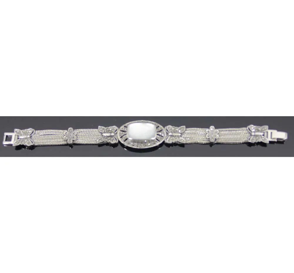 Sterling Silver Bracelet Mother of Pearl 7.5" Butterfly