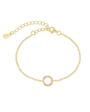 Sterling Silver CZ Open Circle Bracelet