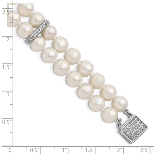Sterling Silver Freshwater Pearl and Cubic Zirconia Bracelet