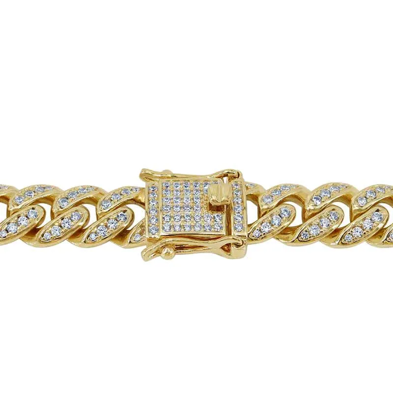 Sterling Silver Gold Plated (6mm) Miami Cuban CZ Bracelet 8.25"