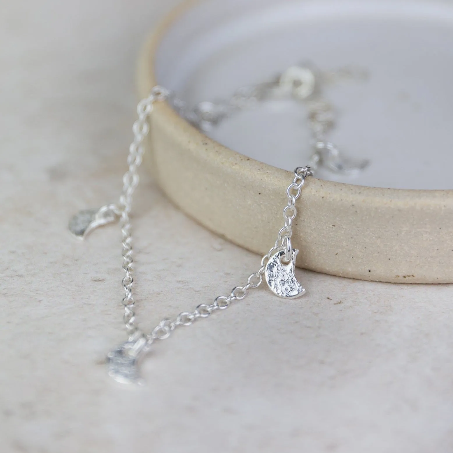 Sterling Silver Moon Charm Bracelet
