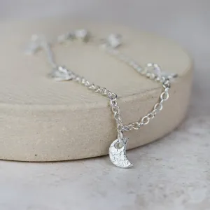 Sterling Silver Moon Charm Bracelet