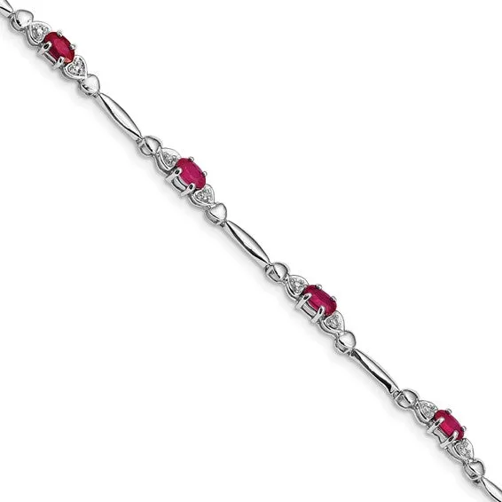 Sterling Silver Oval Genuine Gemstone And Diamond Bracelets