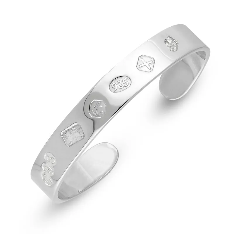 Sterling Silver Queen's Jubilee Hallmark Cuff Bangle D