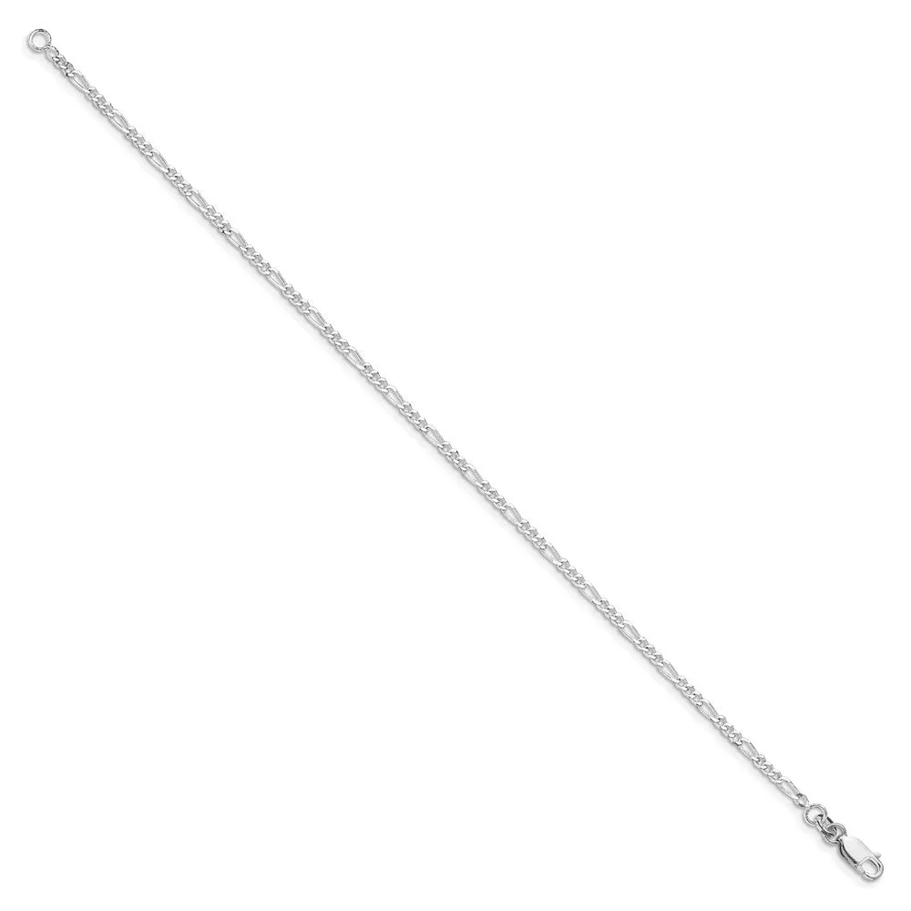 Sterling Silver Rhodium-plated 2.25mm Figaro Chain